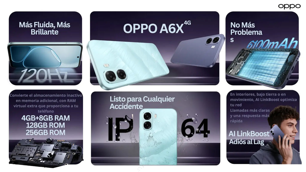 Celular OPPO A6x, 4+256GB color gris