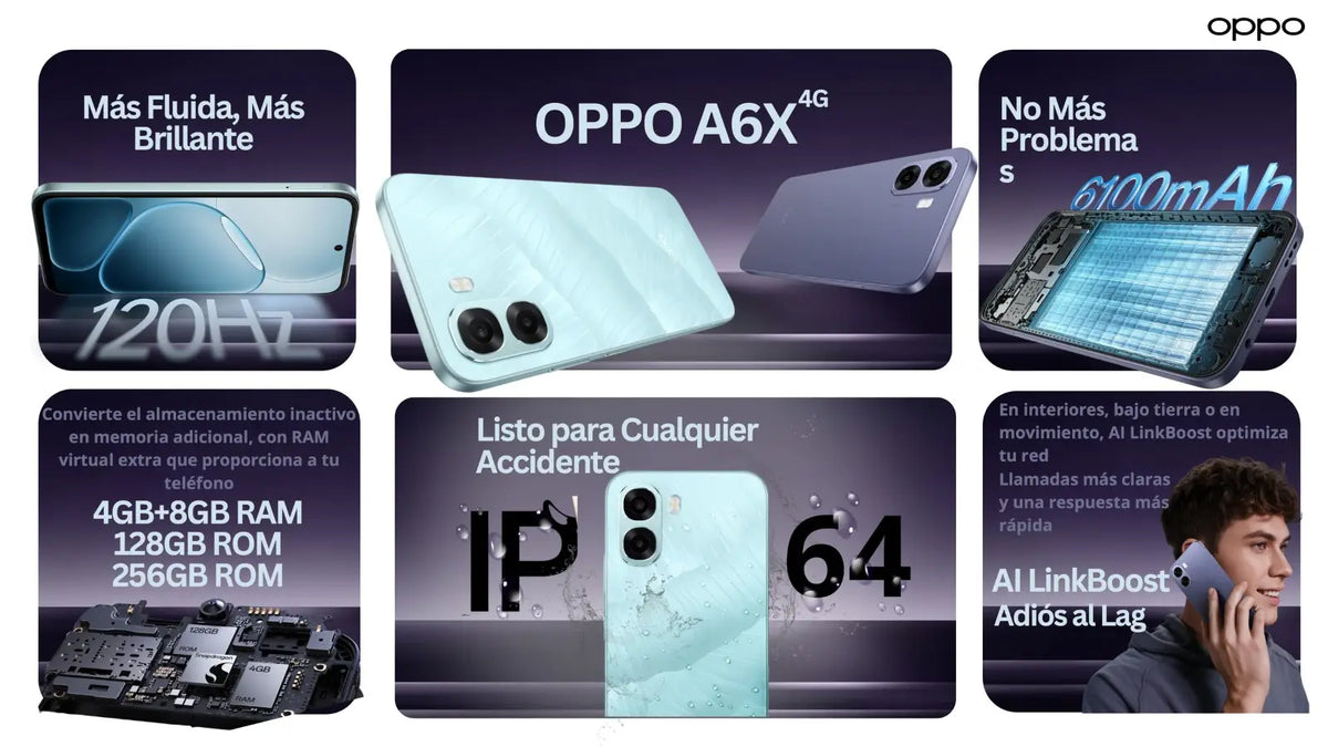 Celular OPPO A6x, 4+256GB color gris