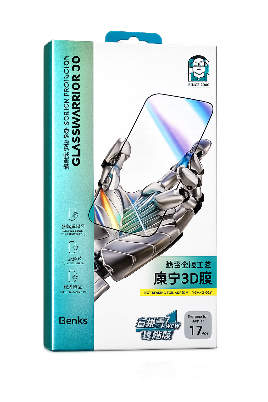 BENKS GlassWarrior 3D Anti-Spy Screen Protector para iPhone 17 Pro / 17 Pro Max