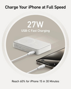 Power Bank Anker MagGo de 10,000 mAh en color blanco, con carga inalámbrica de 15W y certificación Qi2. Diseñado para ofrecer energía rápida, segura y eficiente en cualquier momento.