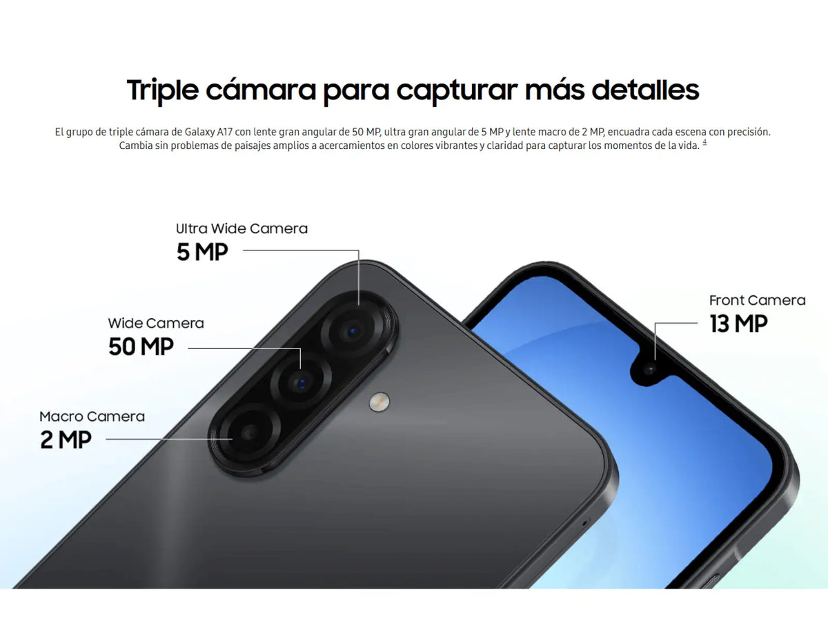 Samsung Galaxy A17, 4+128GB, Dual SIM, Liberado (Negro)
