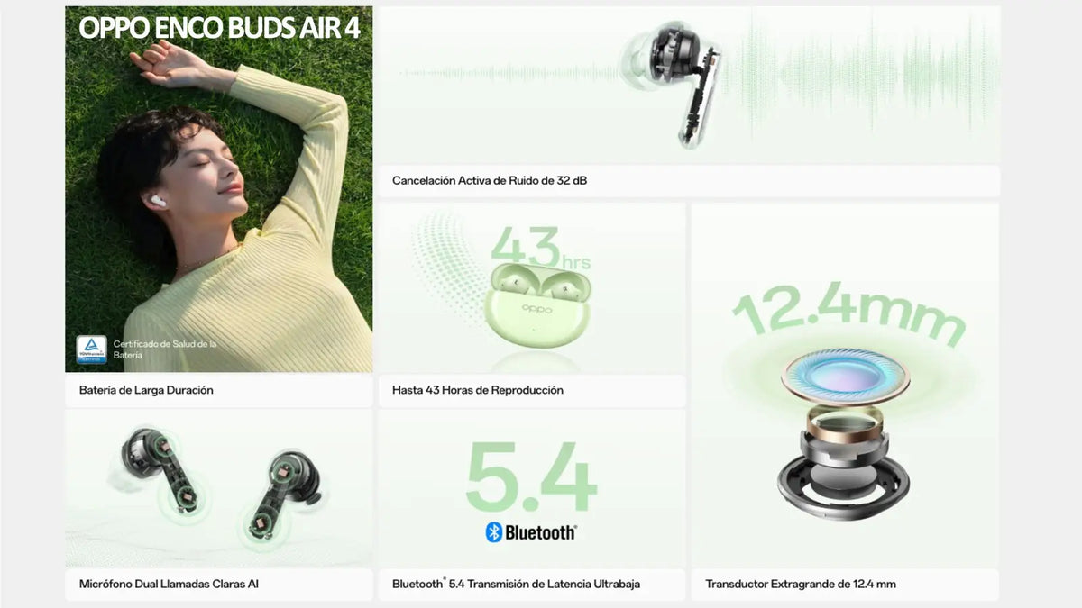 Audífonos Inalambricos OPPO Enco Buds Air4 (verde)