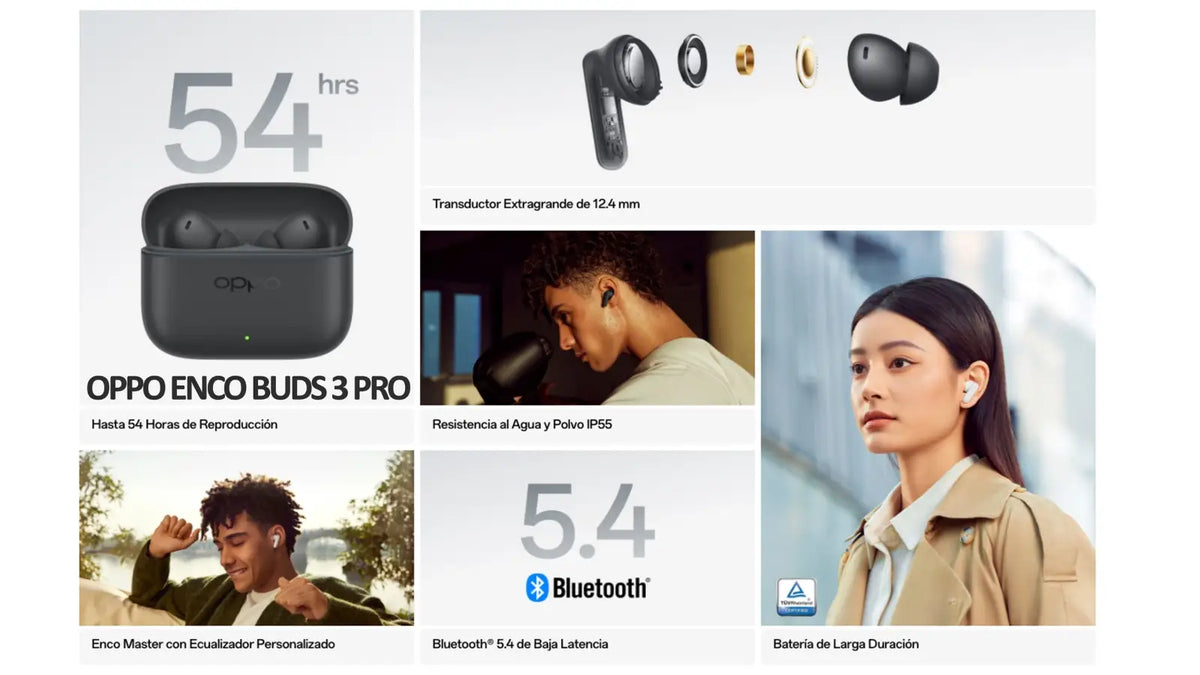 Audífonos OPPO Enco Buds3 Pro color blanco