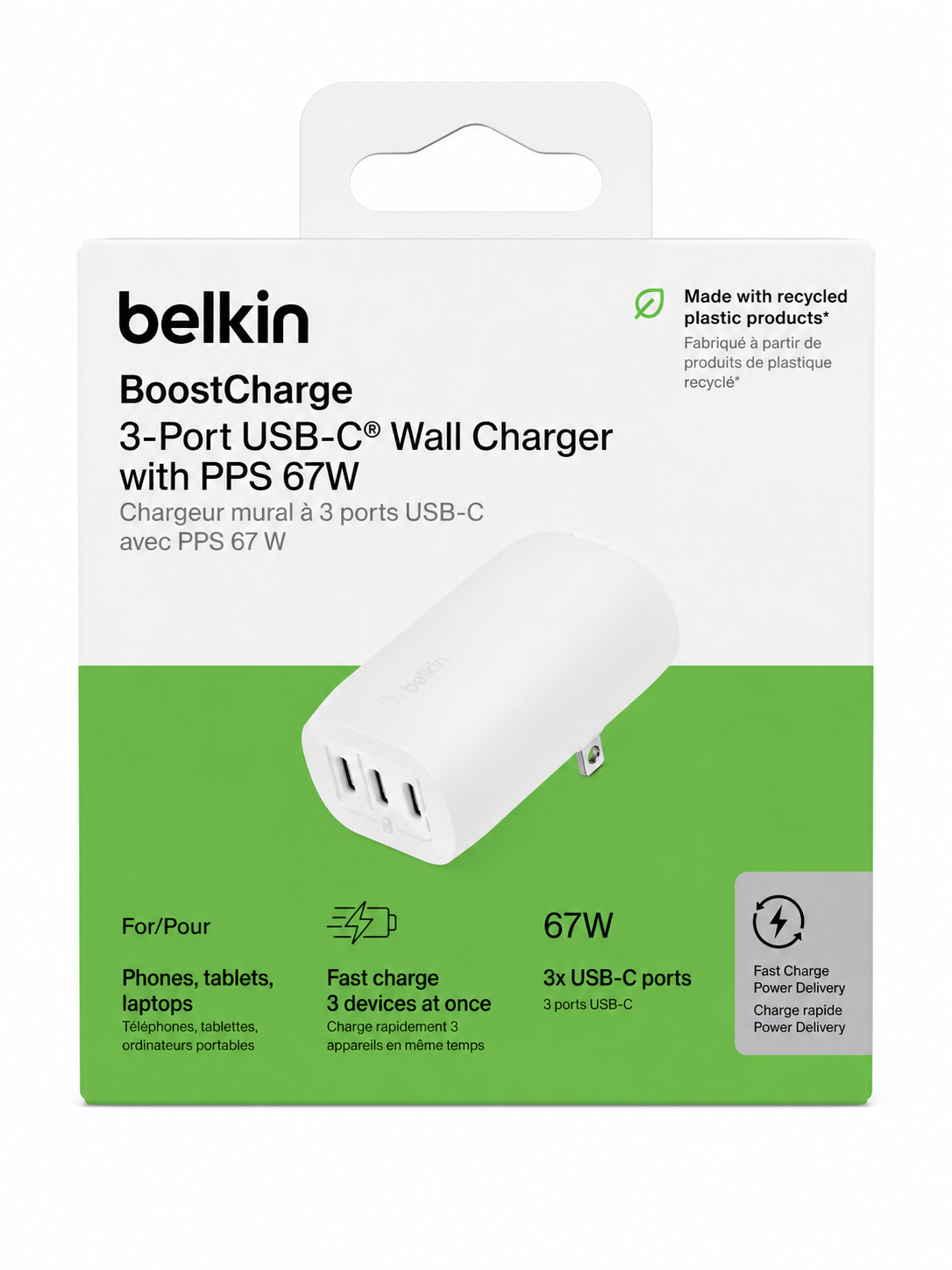 CARGADOR BOOSTCHARGE USB-C 3 PUERTOS 67W